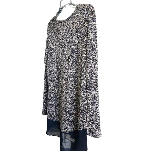 CHARMING CHARLIE LONG SLV KNIT TOP, WOMENS, L, NAVY BLUE & WHITE VARIEGATED - Picture 5 of 11